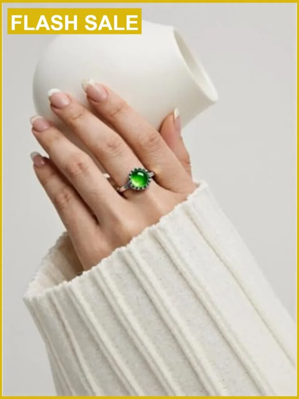 Vintage Cherry Blossom Mood Ring S925 Sterling Silver Thermochromic Color